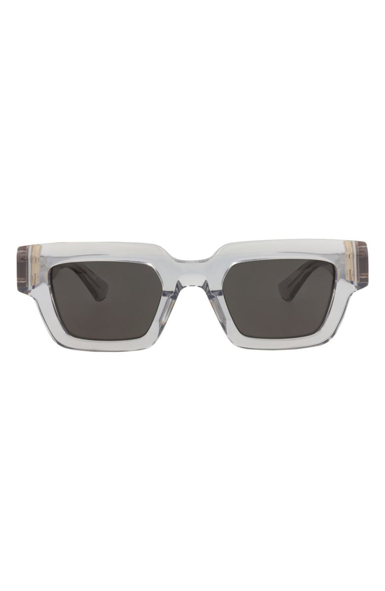 Bottega Veneta 49mm Rectangular Sunglasses, Main, color, Crystal Crystal Grey