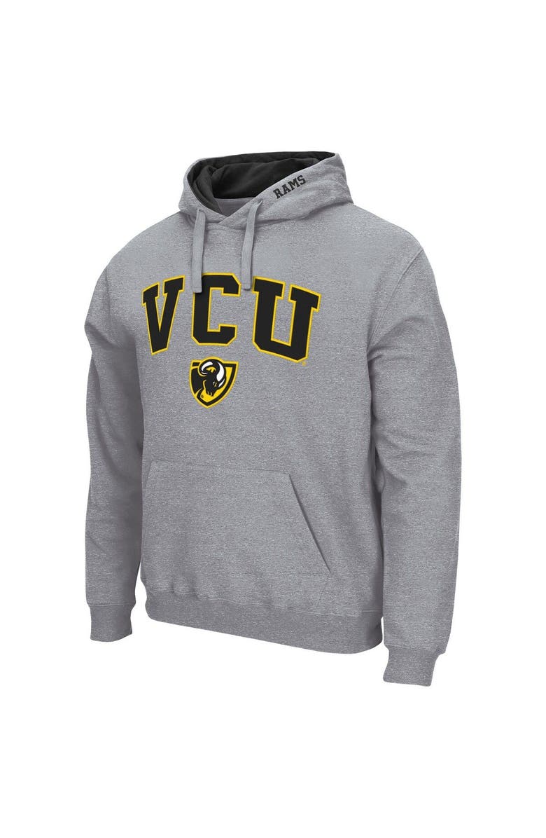 COLOSSEUM Men's Colosseum Heathered Gray VCU Rams Arch and Logo Pullover Hoodie, Alternate, color, Heather Gray