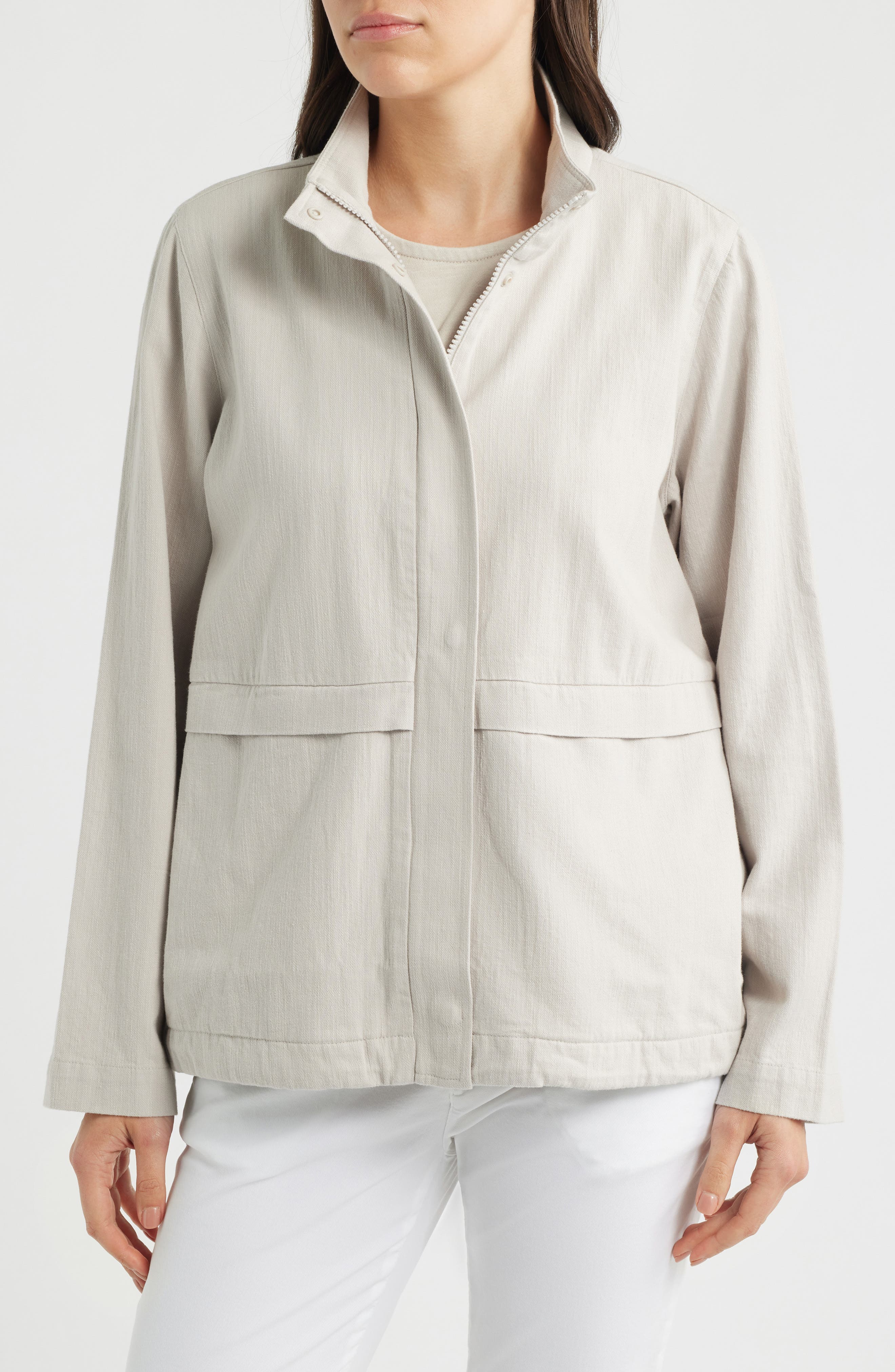 Женские Eileen Fisher Zip-Up Organic Cotton & Organic Linen Jacket — фото 4