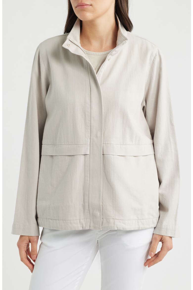 Zip-Up Organic Cotton & Organic Linen Jacket, Alternate, color, CHALK