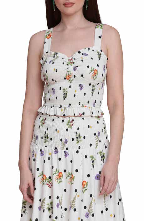Flower & Polka Dot Smocked Tank