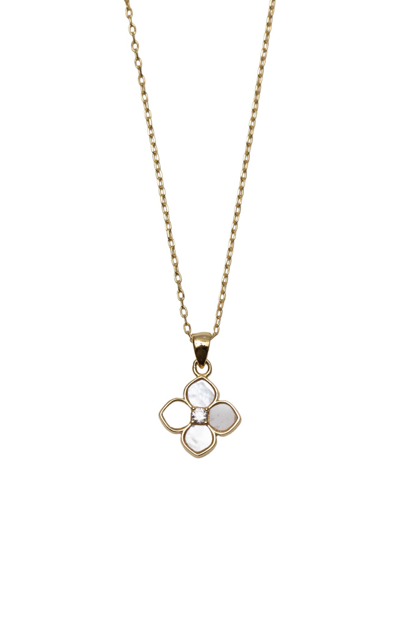 Argento Vivo Sterling Silver Mother-of-Pearl Flower Pendant Necklace in Gold 