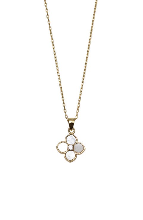 Mother-of-Pearl Flower Pendant Necklace