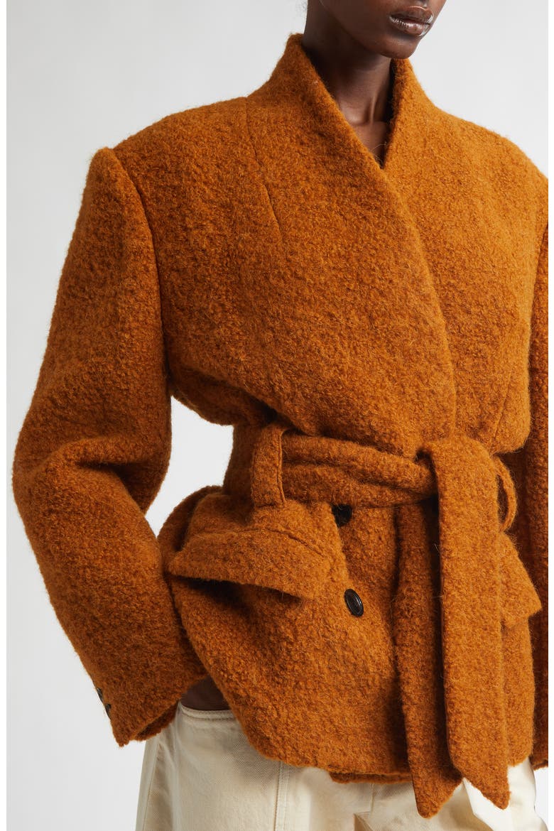 Syndra Oversize Wool & Alpaca Blend Bouclé Jacket, Alternate, color, CARAMEL