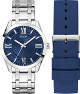 GUESS Elliot Blue Dial Watch Box Set, 44mm
