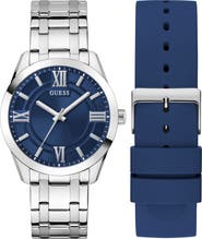 GUESS Elliot Blue Dial Watch Box Set, 44mm