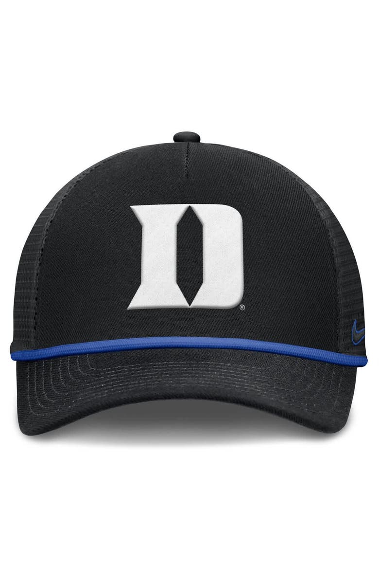 Nike Men's Nike Black Duke Blue Devils Rise Primetime Trucker Adjustable Hat, Alternate, color, Black