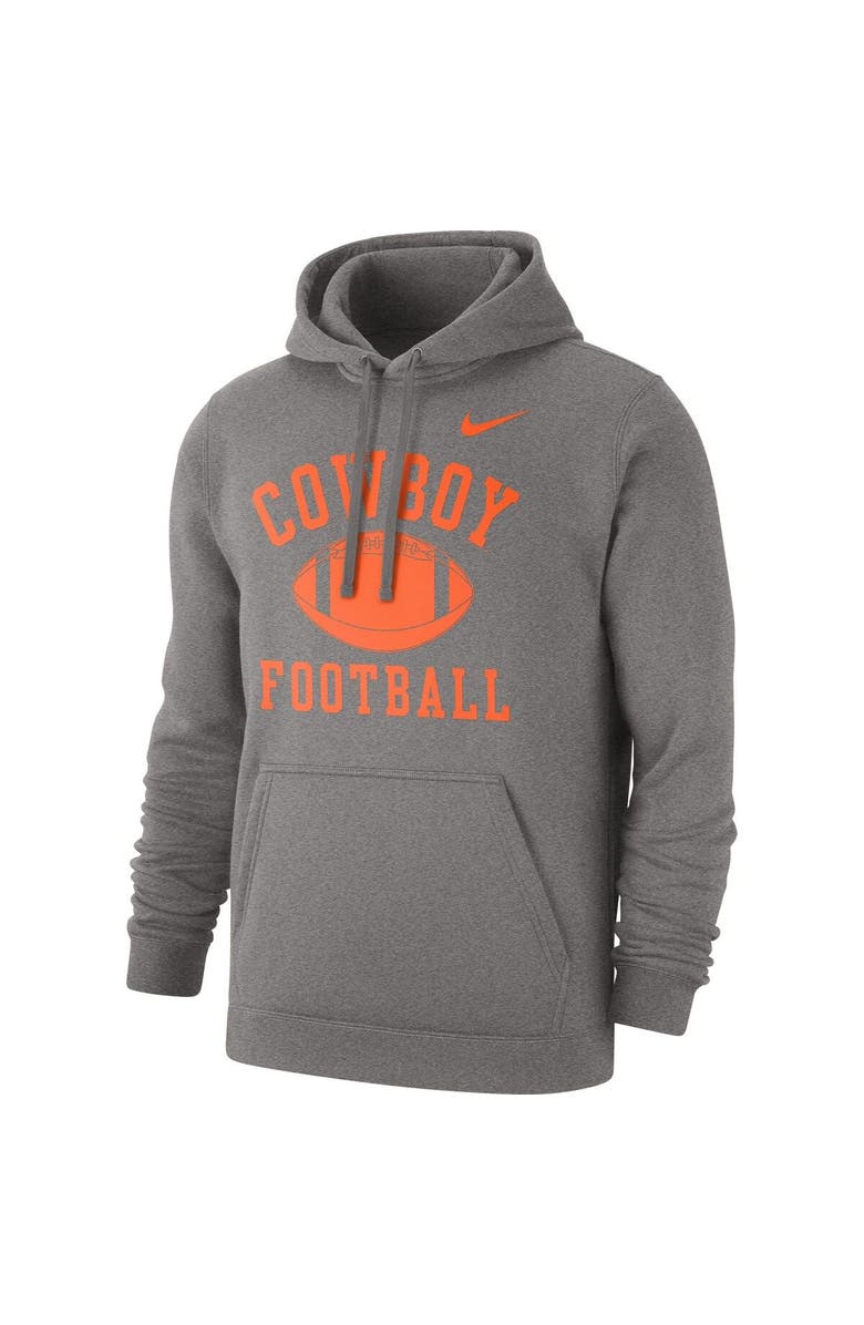 Nike Men's Nike Heathered Gray Oklahoma State Cowboys Football Club Pullover Hoodie, Alternate, color, 