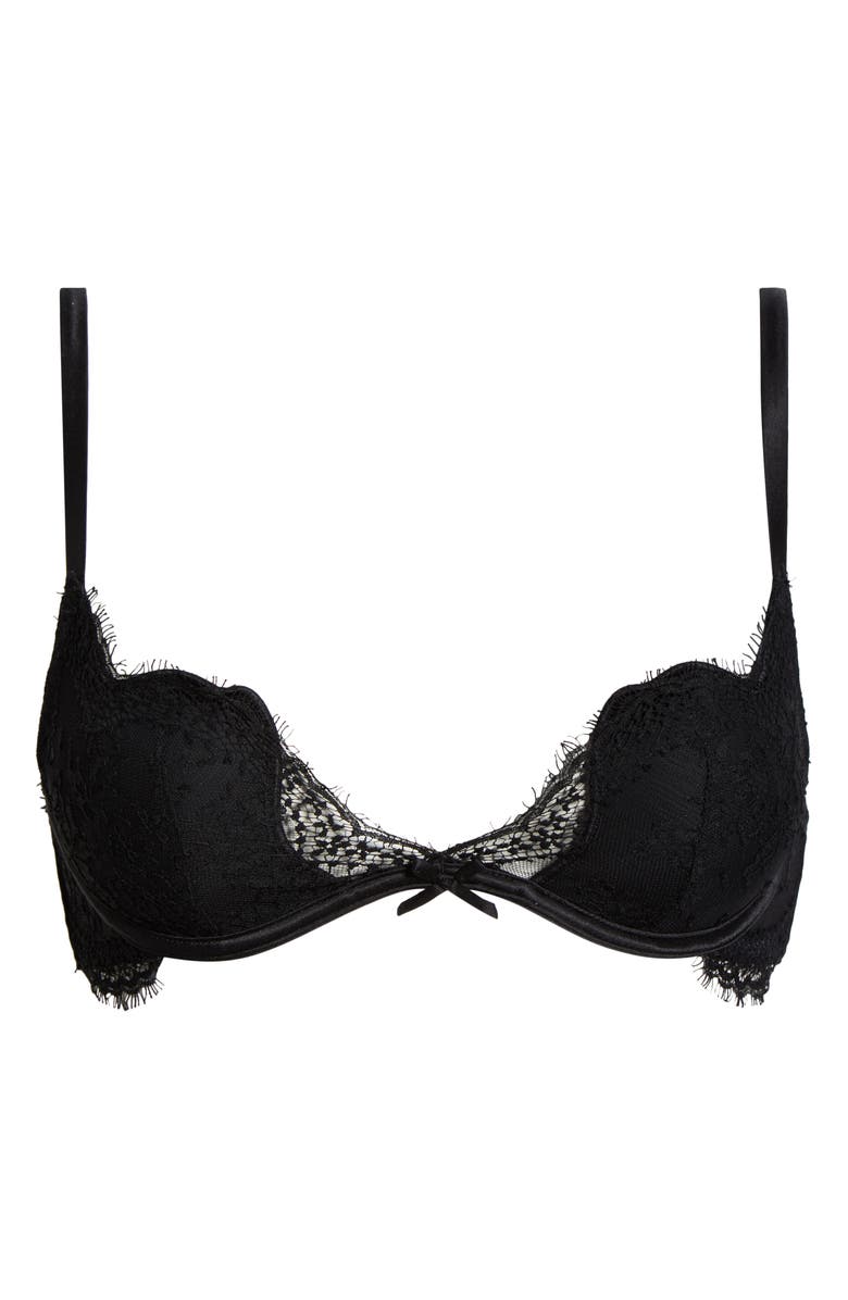 Fleur Du Mal Frankie Underwire Lace Plunge Demi Bra, Alternate, color, Black