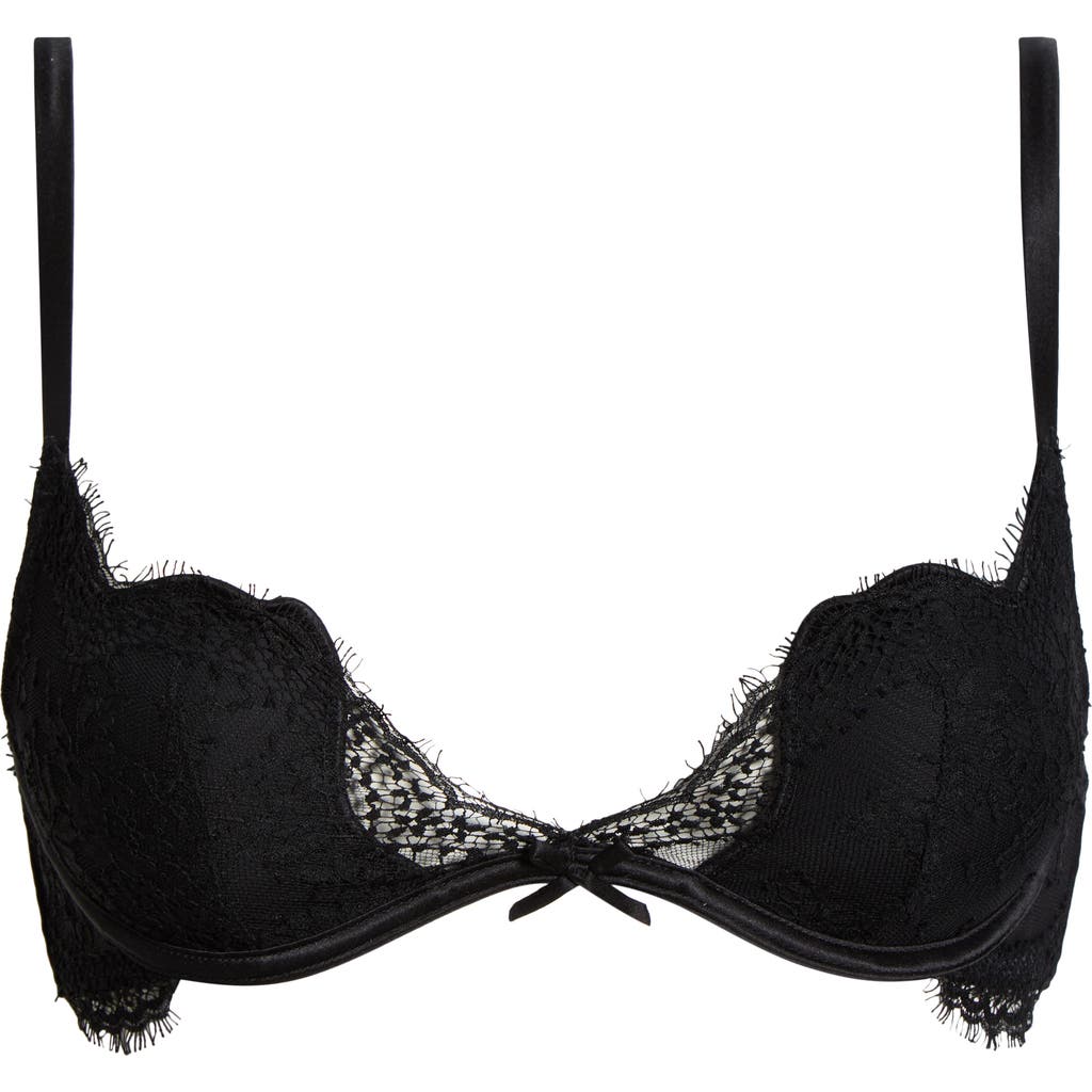 Fleur Du Mal Frankie Underwire Lace Plunge Demi Bra In Black
