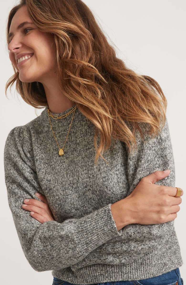 Marine Layer Alma Puff Sleeve Sweater, Alternate, color, Light Charcoal Heather