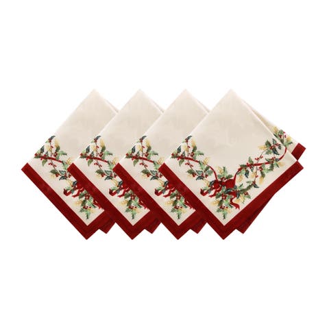 Winter Bows And Garland Napkin Set Of 4 Multicolor - 17"w X 17"l