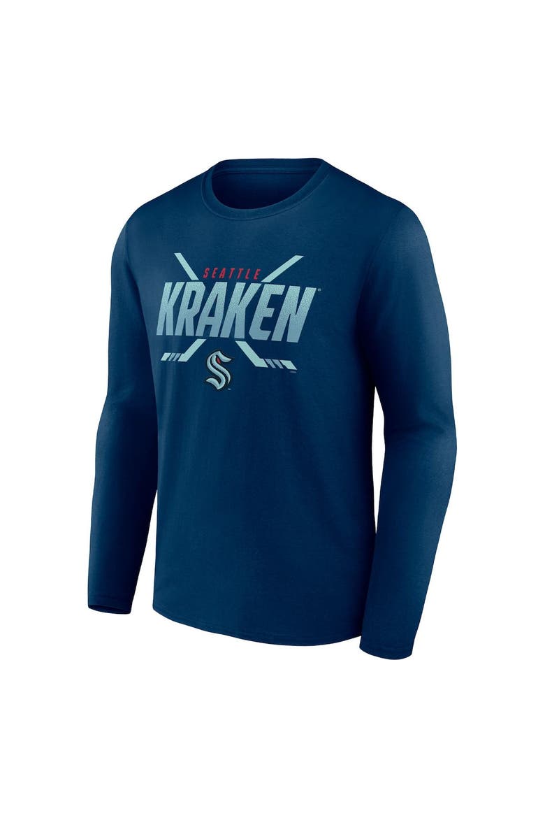 Men's Fanatics Branded Deep Sea Blue Seattle Kraken Covert Long Sleeve T-Shirt, Alternate, color, Navy