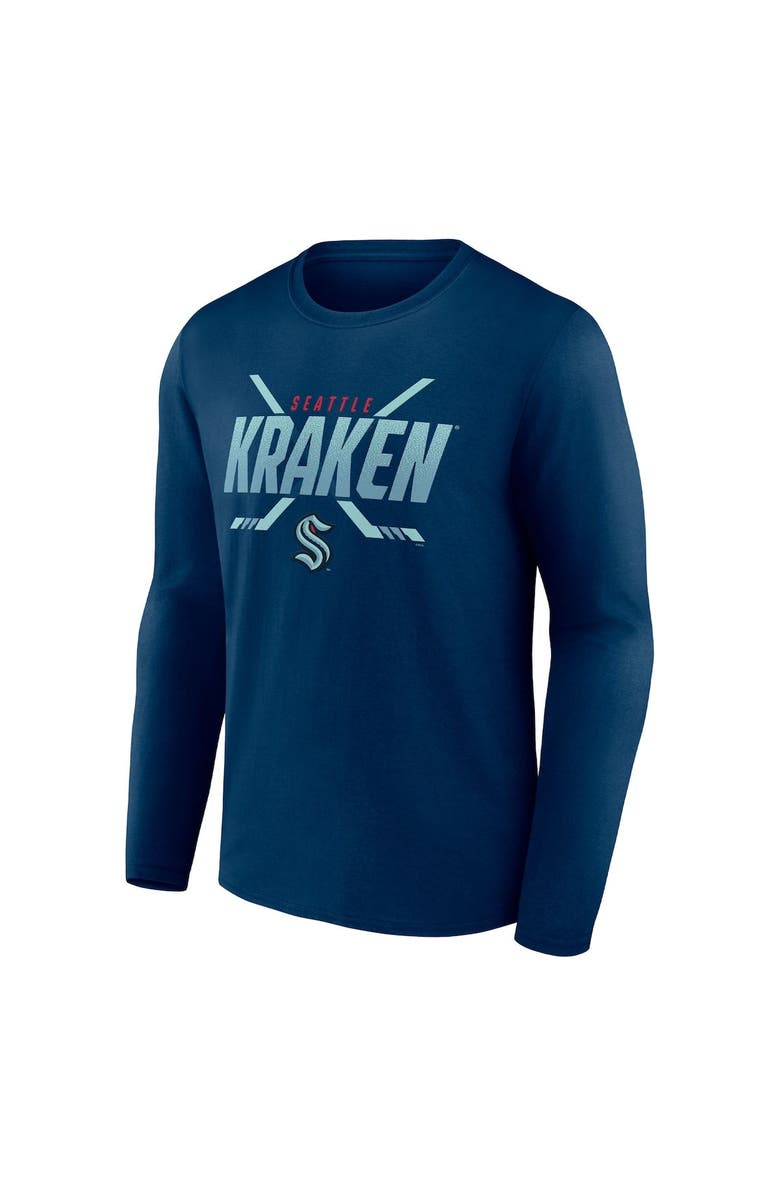 FANATICS Men's Fanatics Branded Deep Sea Blue Seattle Kraken Covert Long Sleeve T-Shirt, Alternate, color, Navy