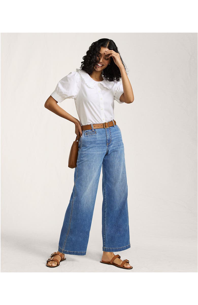 Lands' End Mid Rise Denim Wide Leg Ankle Jeans, Alternate, color, Beau Blue