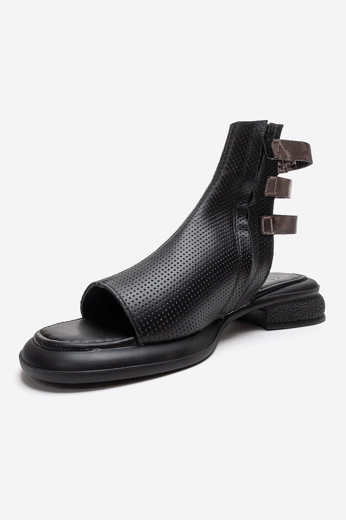 Forever & Always Shoes Carina Leather Side Zip Sandal, Alternate, color, Black