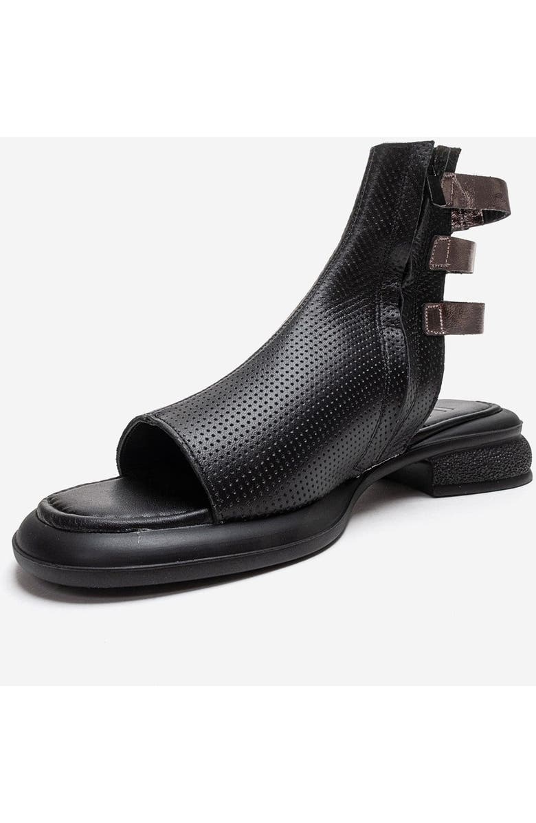 Forever & Always Shoes Carina Leather Side Zip Sandal, Alternate, color, Black