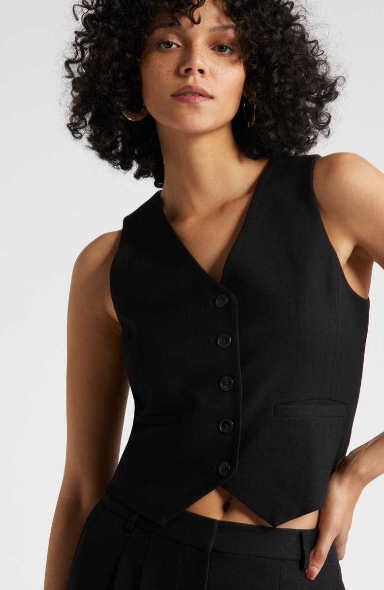 Nordstrom Textured Button-Up Vest, Alternate, color, Black