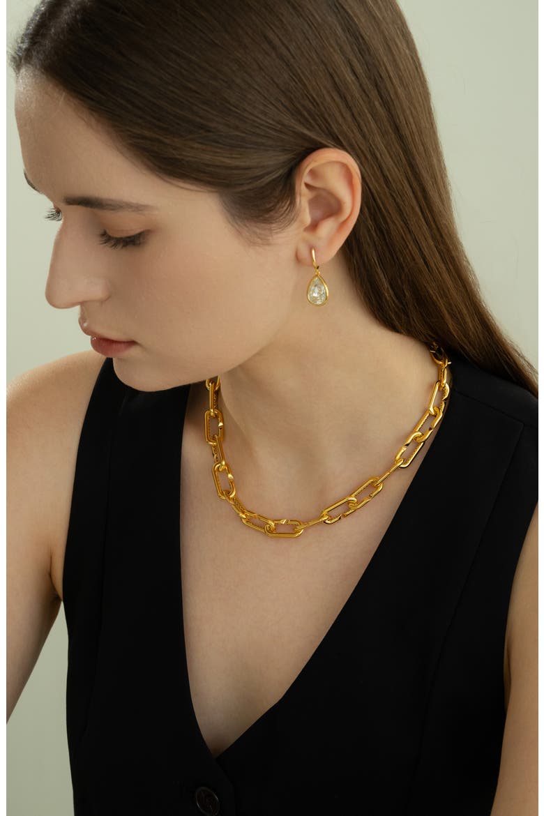 Sterling Silver 18k Gold Plated Camille Earrings Dainty Crystal Statement, Alternate, color, Gold