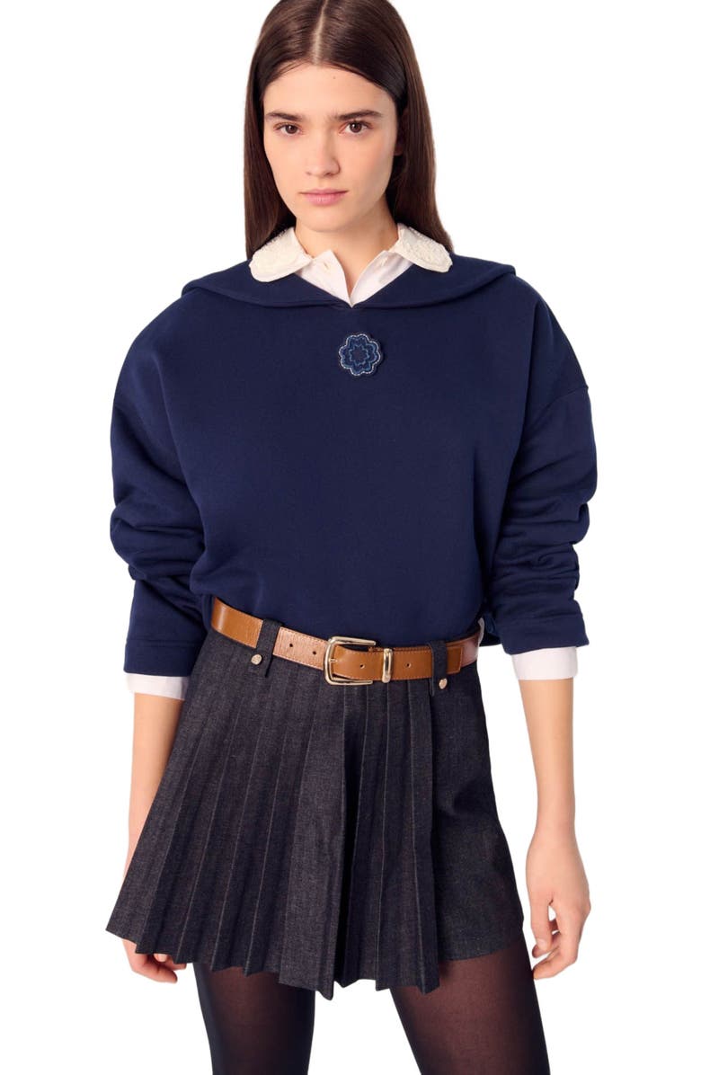 maje Short sweater with embroidery, Alternate, color,