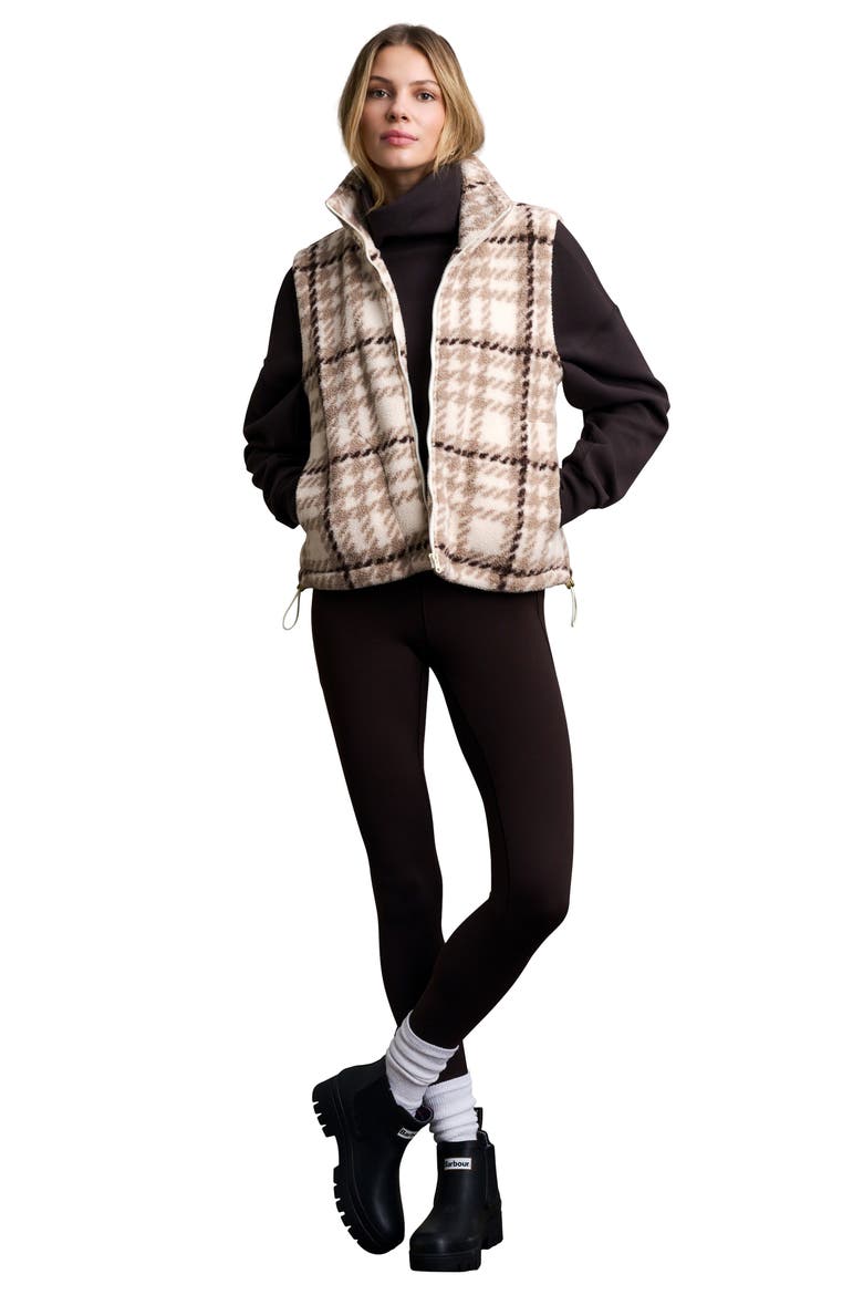 Teddy Fleece Outerwear Vest, Alternate, color, OFF WHITE PLAID