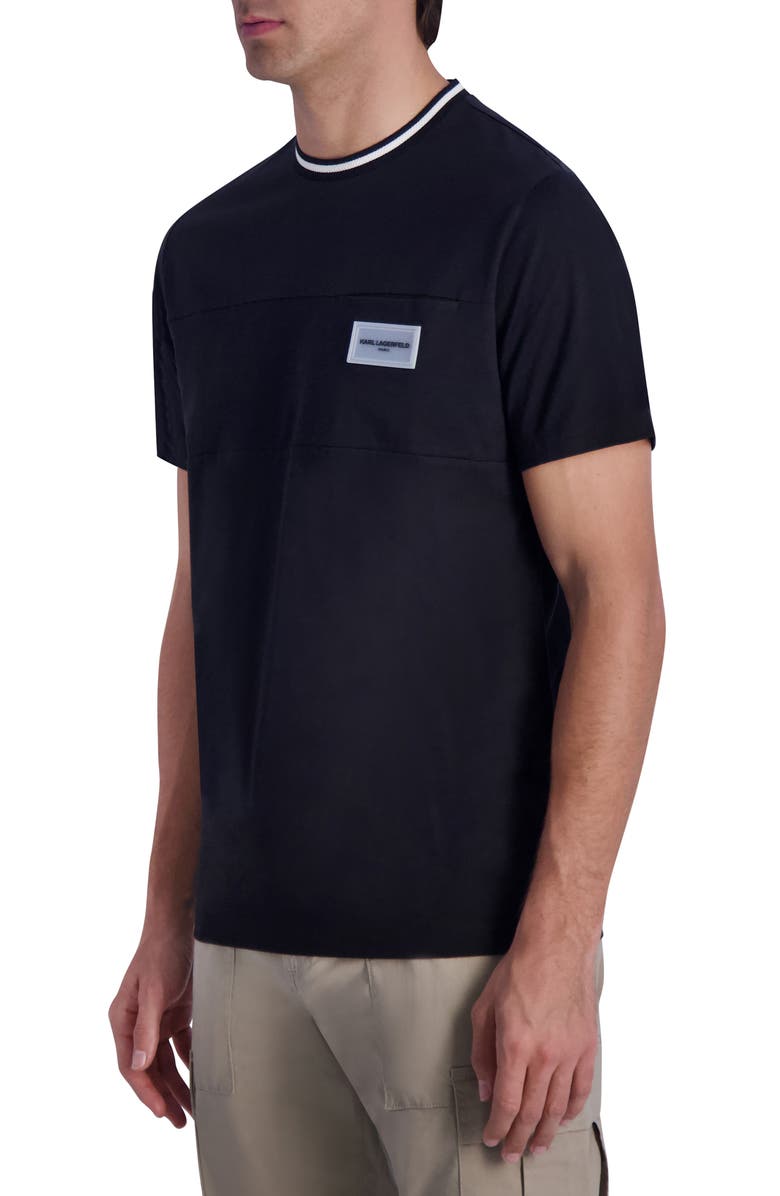 KARL LAGERFELD PARIS Contrast Crewneck Cotton T-Shirt, Alternate, color,