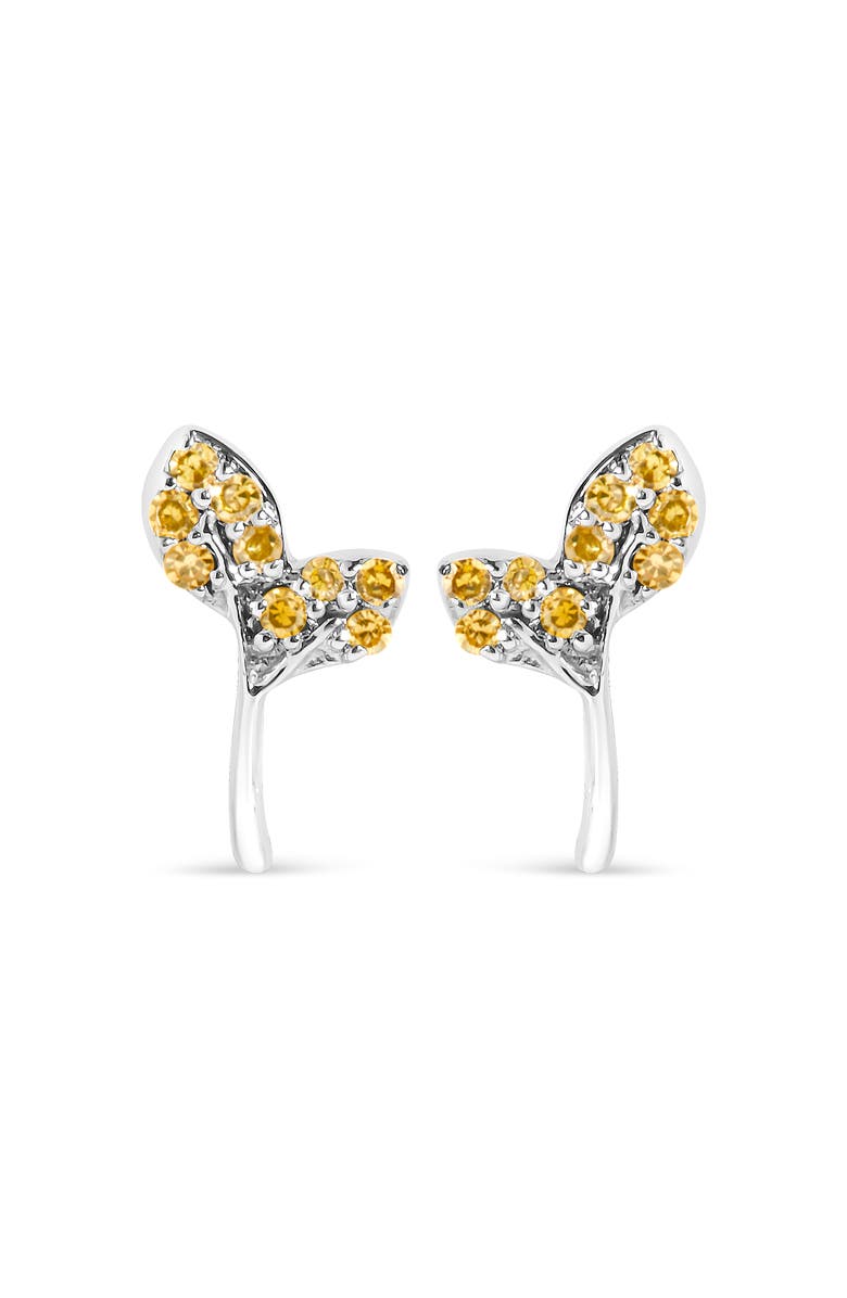 Haus of Brilliance 925 Sterling Silver 1/16ct TDW Yellow Treated Diamond Leaf Earrings, Main, color, Silver