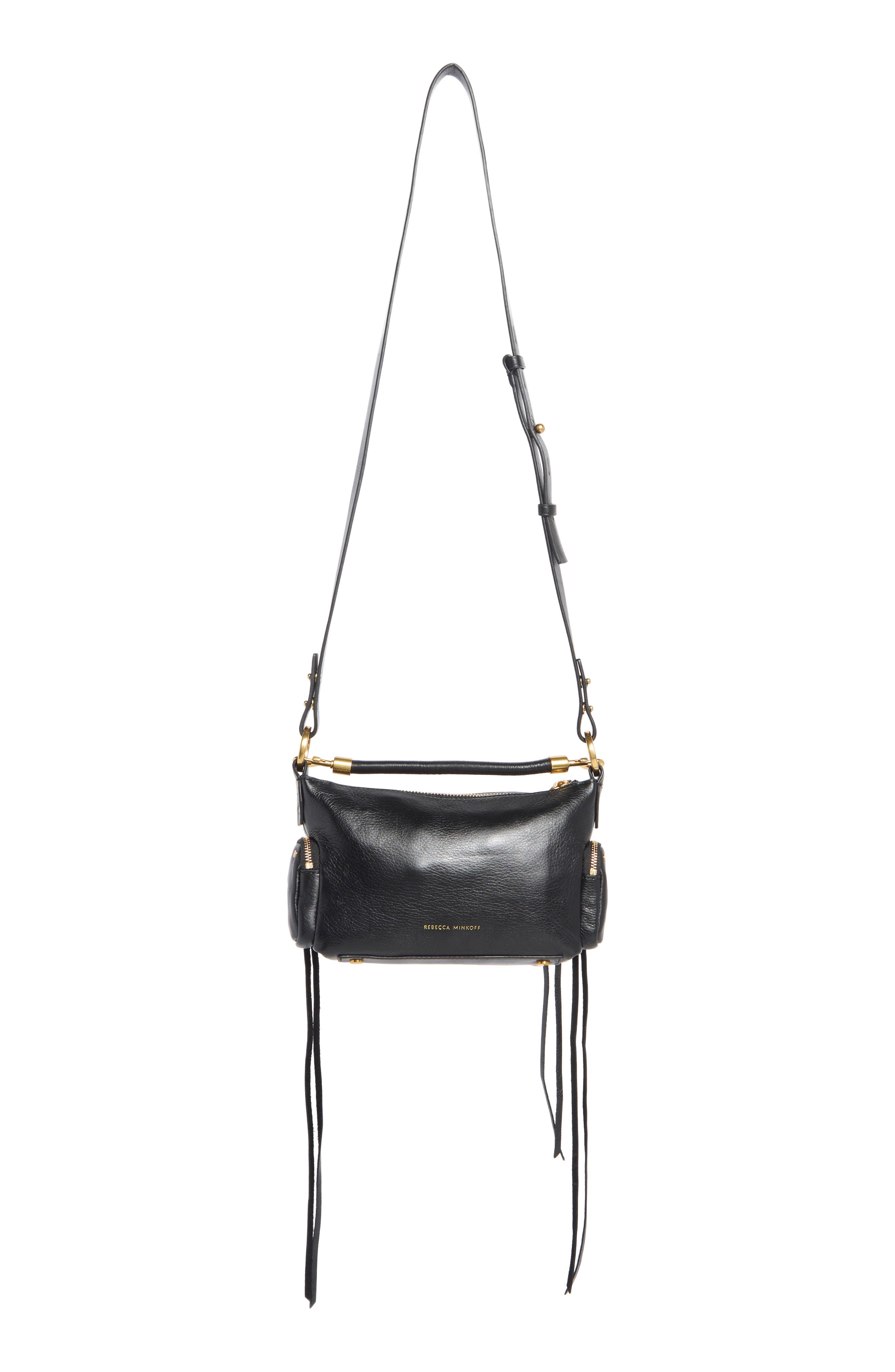 Rebecca Minkoff Mini Mab Leather Shoulder Bag, Alternate, color, Black