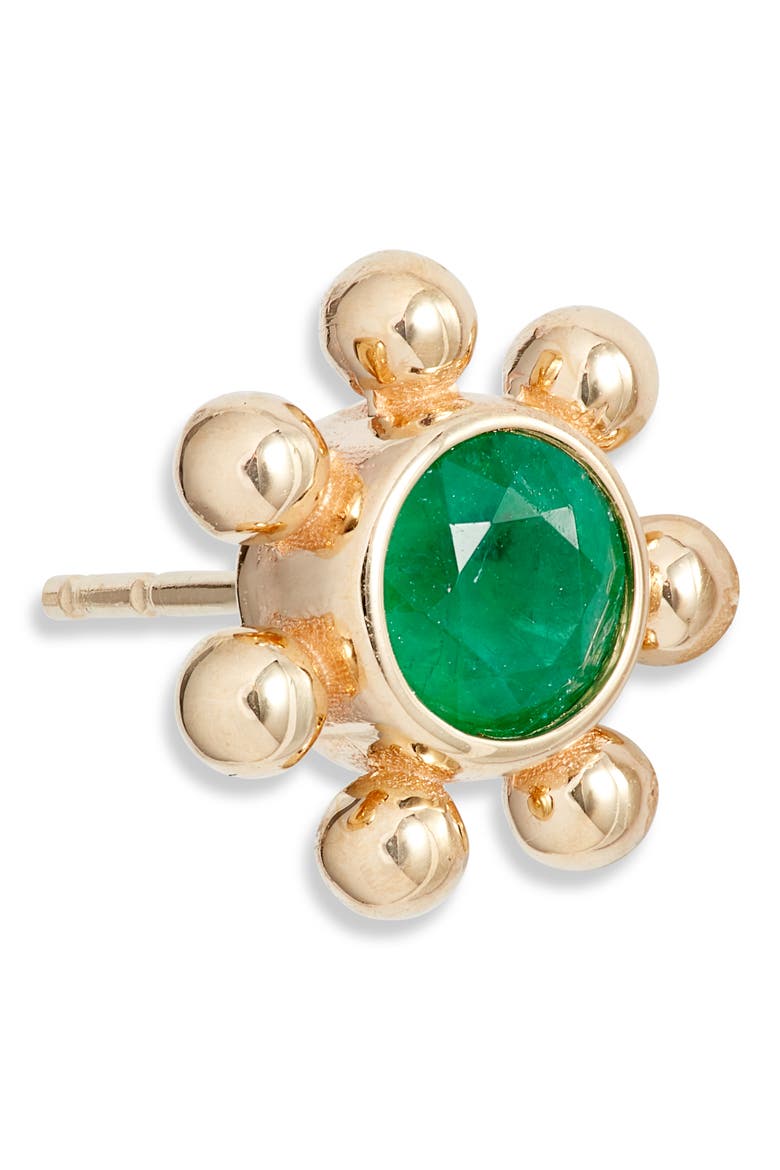 Dew Drop Marine Emerald & 14K Gold Stud Earrings, Alternate, color, YELLOW GOLD/ EMERALD