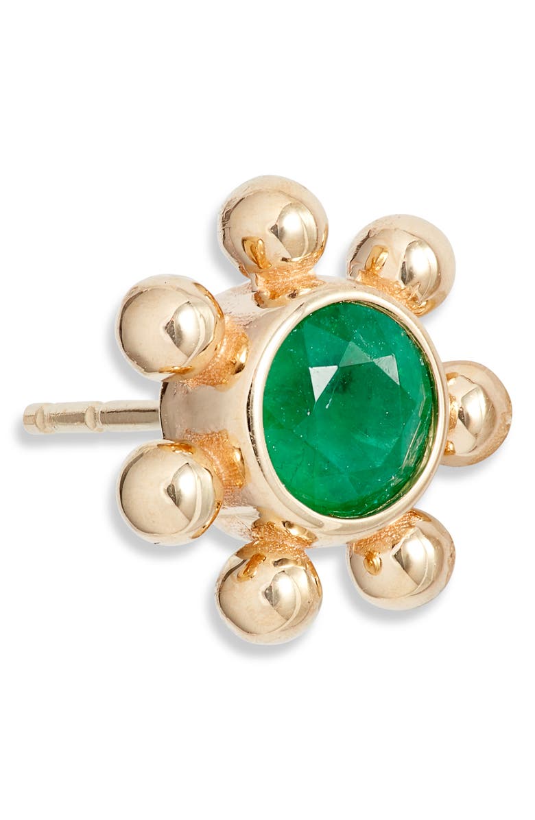Anzie Dew Drop Marine Emerald & 14K Gold Stud Earrings, Alternate, color, Yellow Gold/ Emerald
