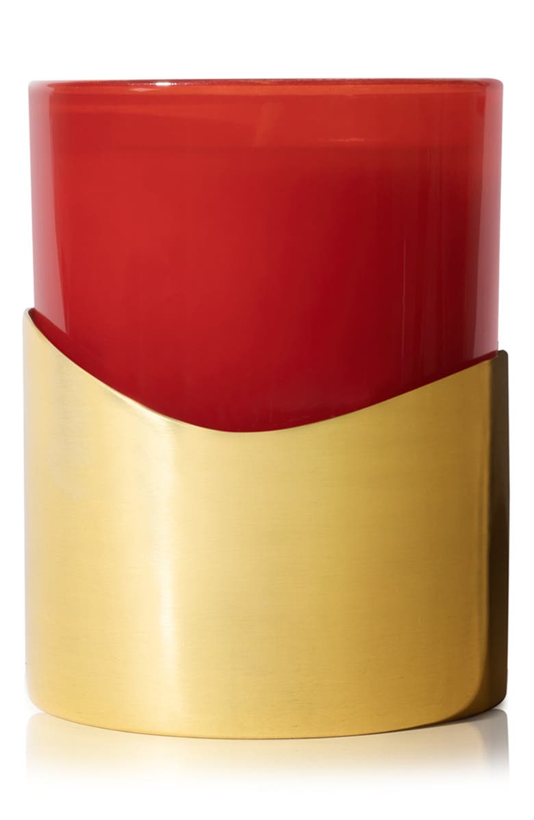 Thymes Simmered Cider Harvest Red Poured Candle with Gold Sleeve, Main, color, 
