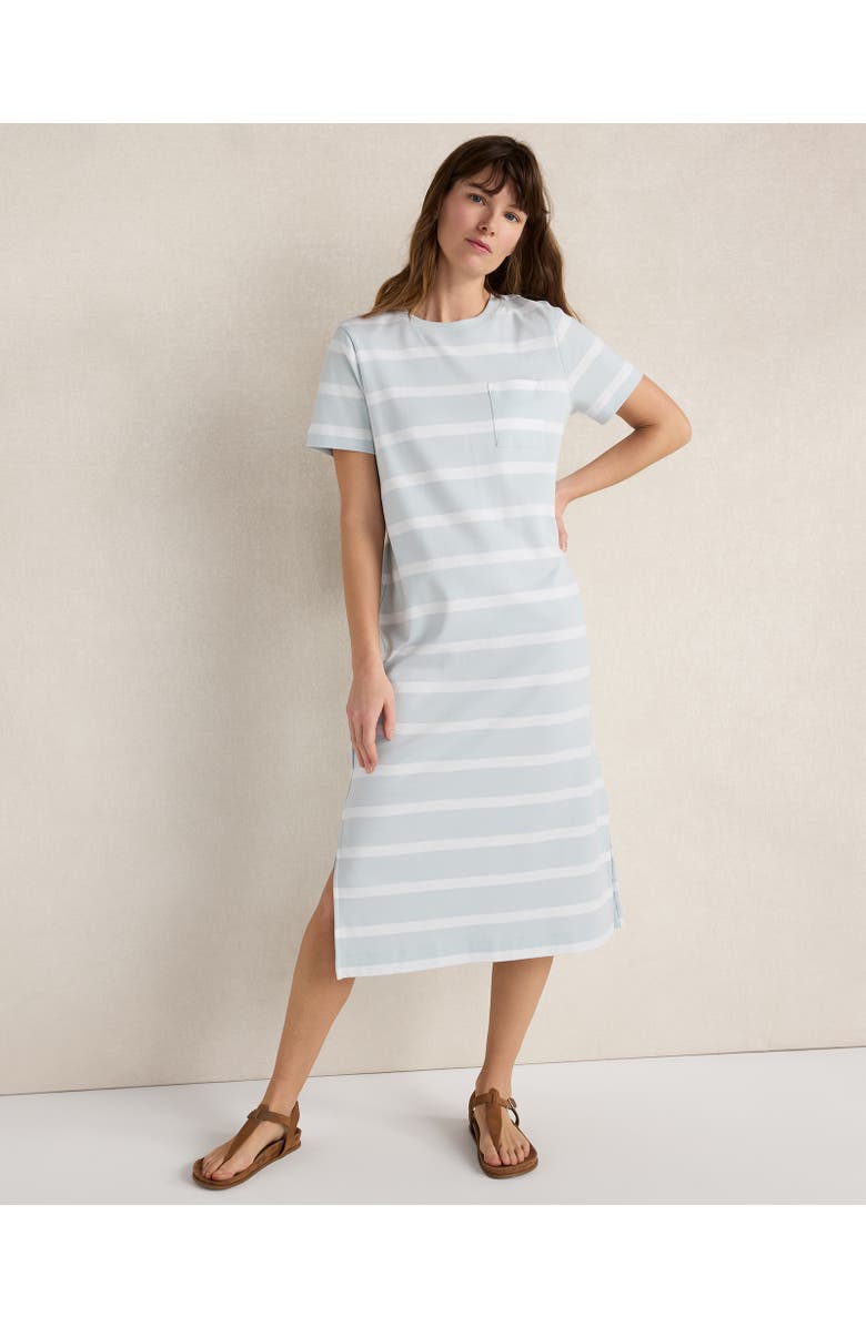 Haven Well Within Organic Cotton Interlock Striped Short Sleeve Dress, Main, color, Mixy Stripe Ice Blue Multi