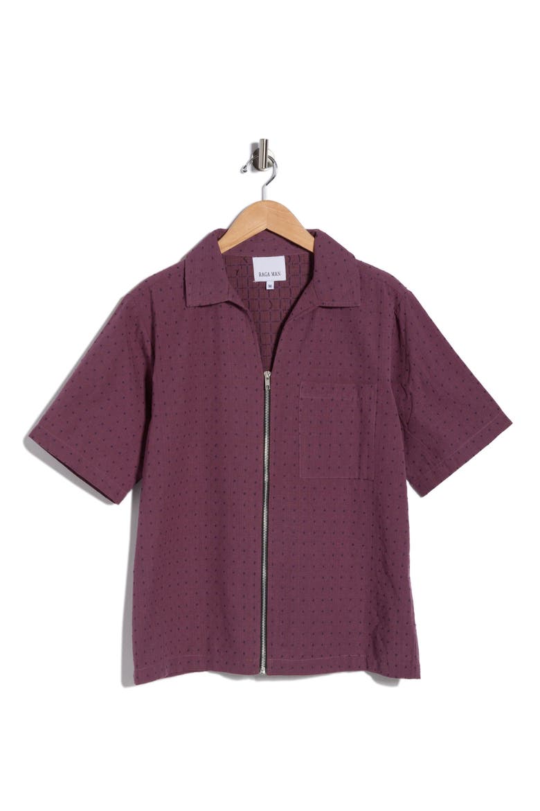 Azzish Zip Cotton Shirt, Alternate, color, AUBERGINE