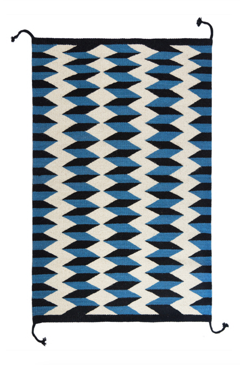 Teo Blue and Black Handwoven Flatweave Wool Rug, Main, color, Blue