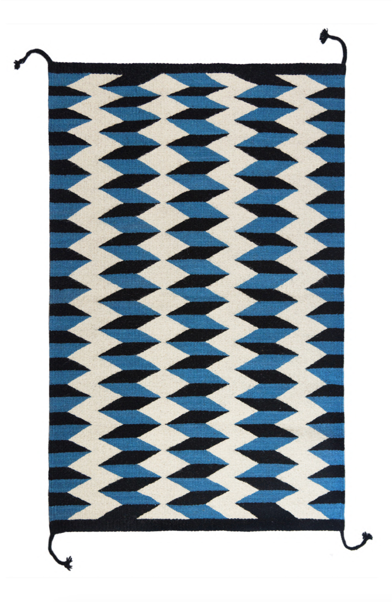 Archive New York Teo Blue and Black Handwoven Flatweave Wool Rug, Main, color, Blue