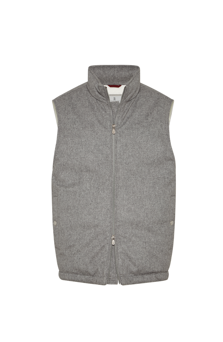Brunello Cucinelli Bonded wool down vest, Main, color, Grey
