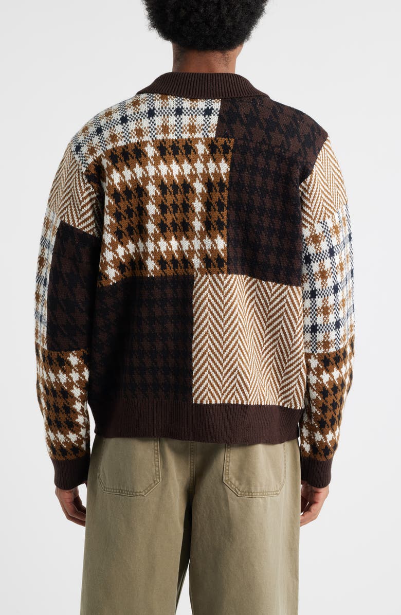 Obey Patchwork Cardigan, Alternate, color, Brown Multi