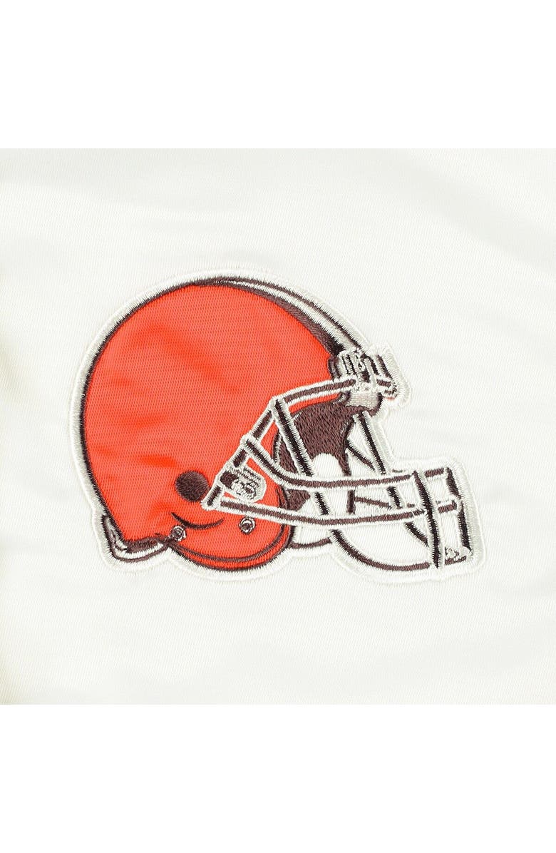 STARTER Women's Starter White Cleveland Browns Line Up Satin Full-Snap Varsity Jacket, Alternate, color, White