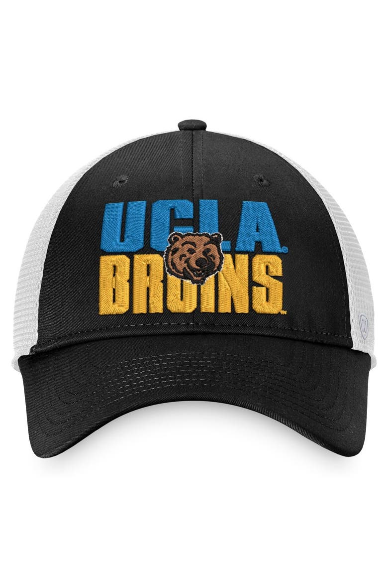 Men's Top of the World Black/White UCLA Bruins Stockpile Trucker Snapback Hat, Alternate, color, Black