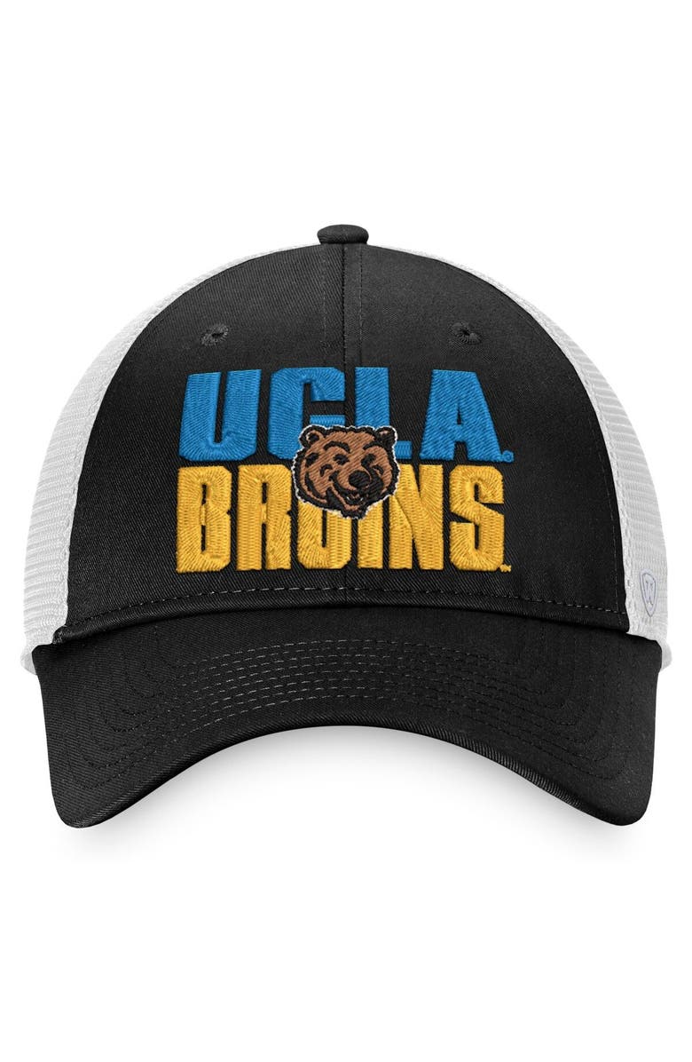 TOP OF THE WORLD Men's Top of the World Black/White UCLA Bruins Stockpile Trucker Snapback Hat, Alternate, color,