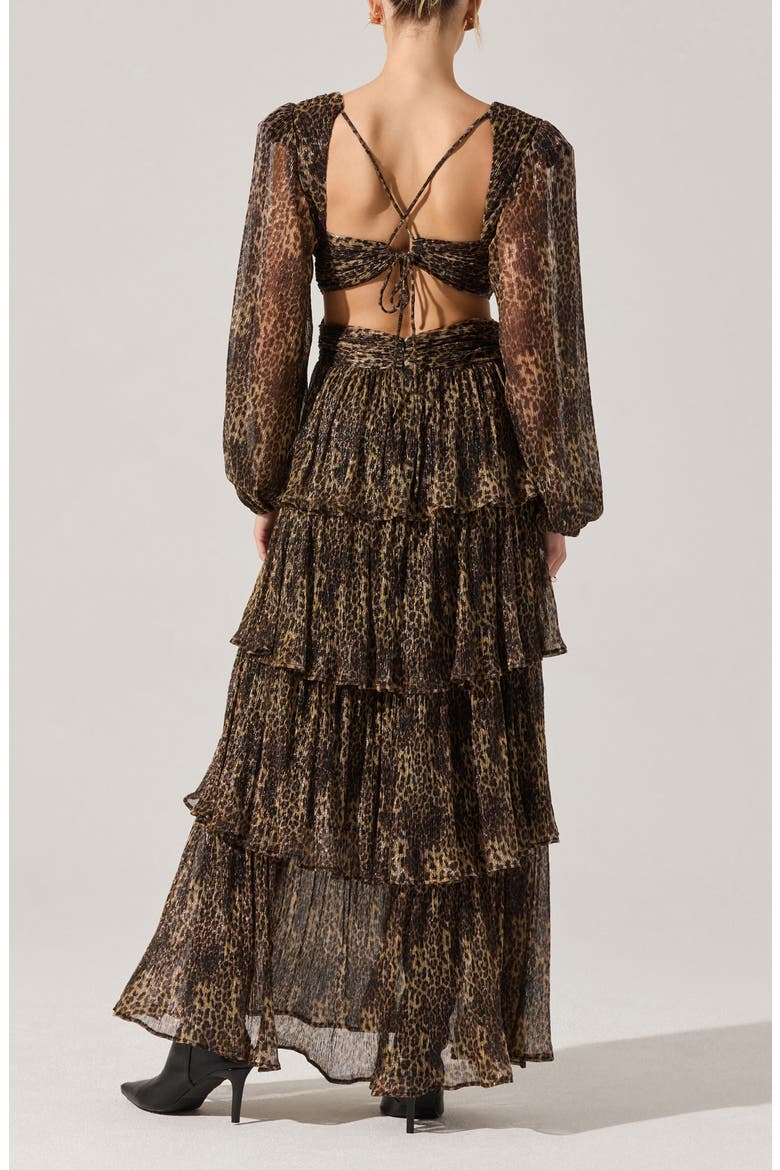 Anora Metallic Leopard Print Long Sleeve Dress, Alternate, color, LEOPARD PRINT