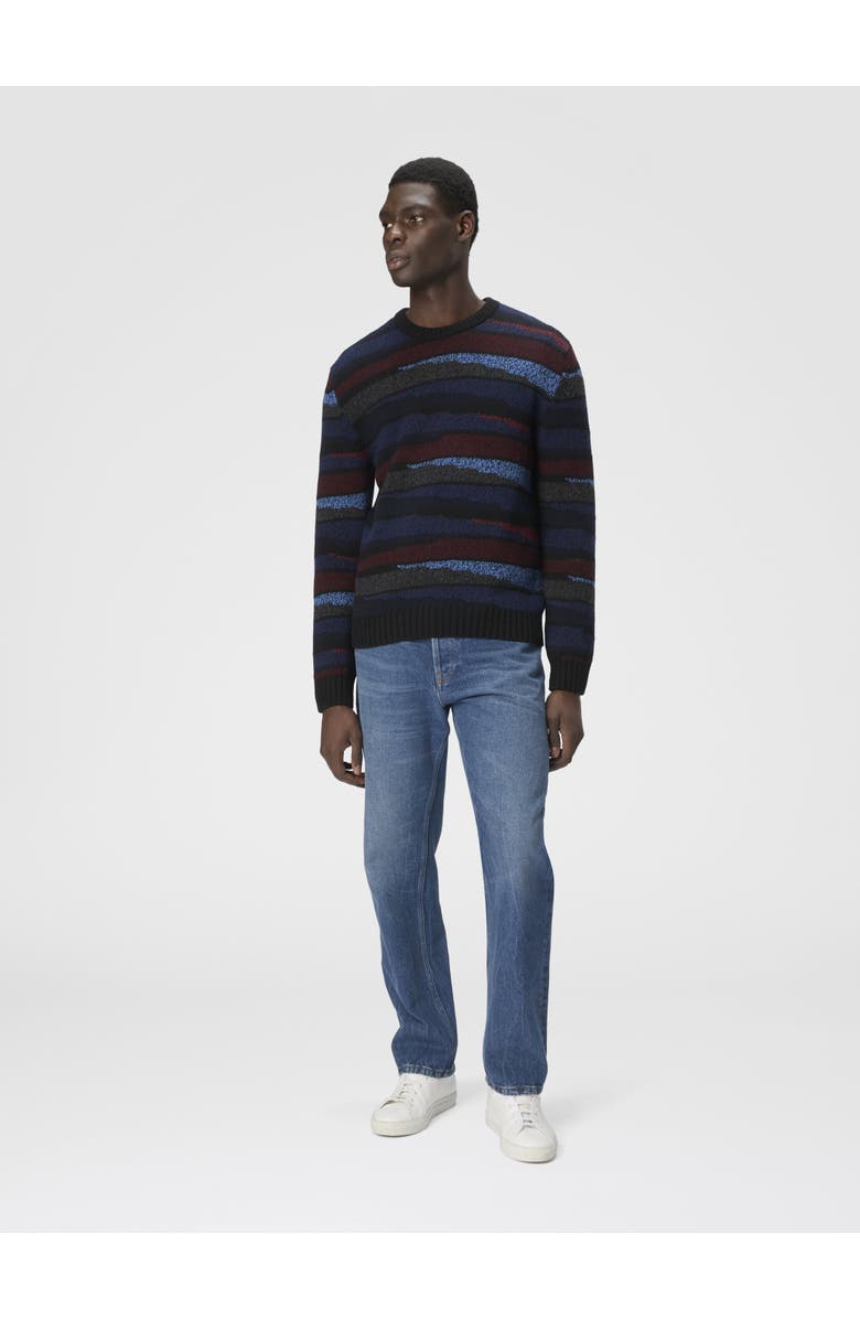 Missoni Crew Neck Sweater With Striped Inlay, Alternate, color, Navy Blue 
Burgundy