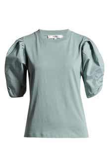 FRAME Ruched Sleeve Organic Cotton T-Shirt