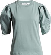 FRAME Ruched Sleeve Organic Cotton T-Shirt