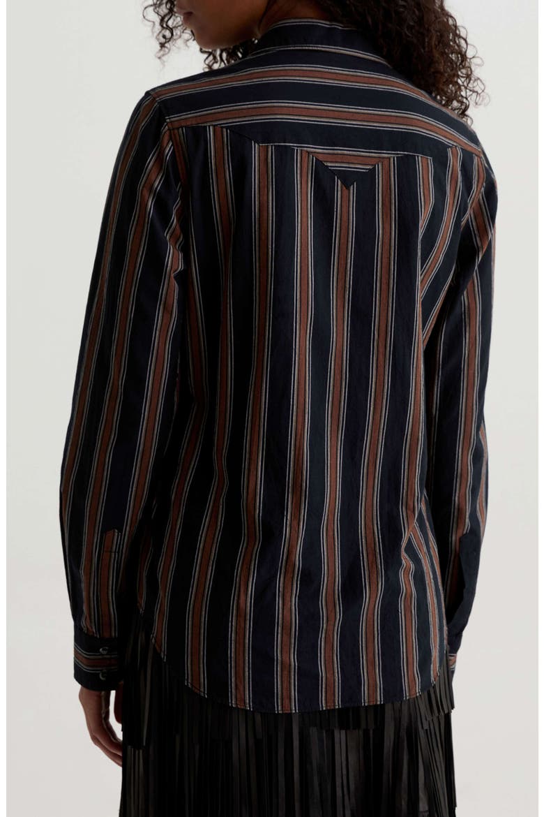 Melia Stripe Cotton Western Snap-Up Shirt, Alternate, color, BOLD STRIPE BLACK MULTI