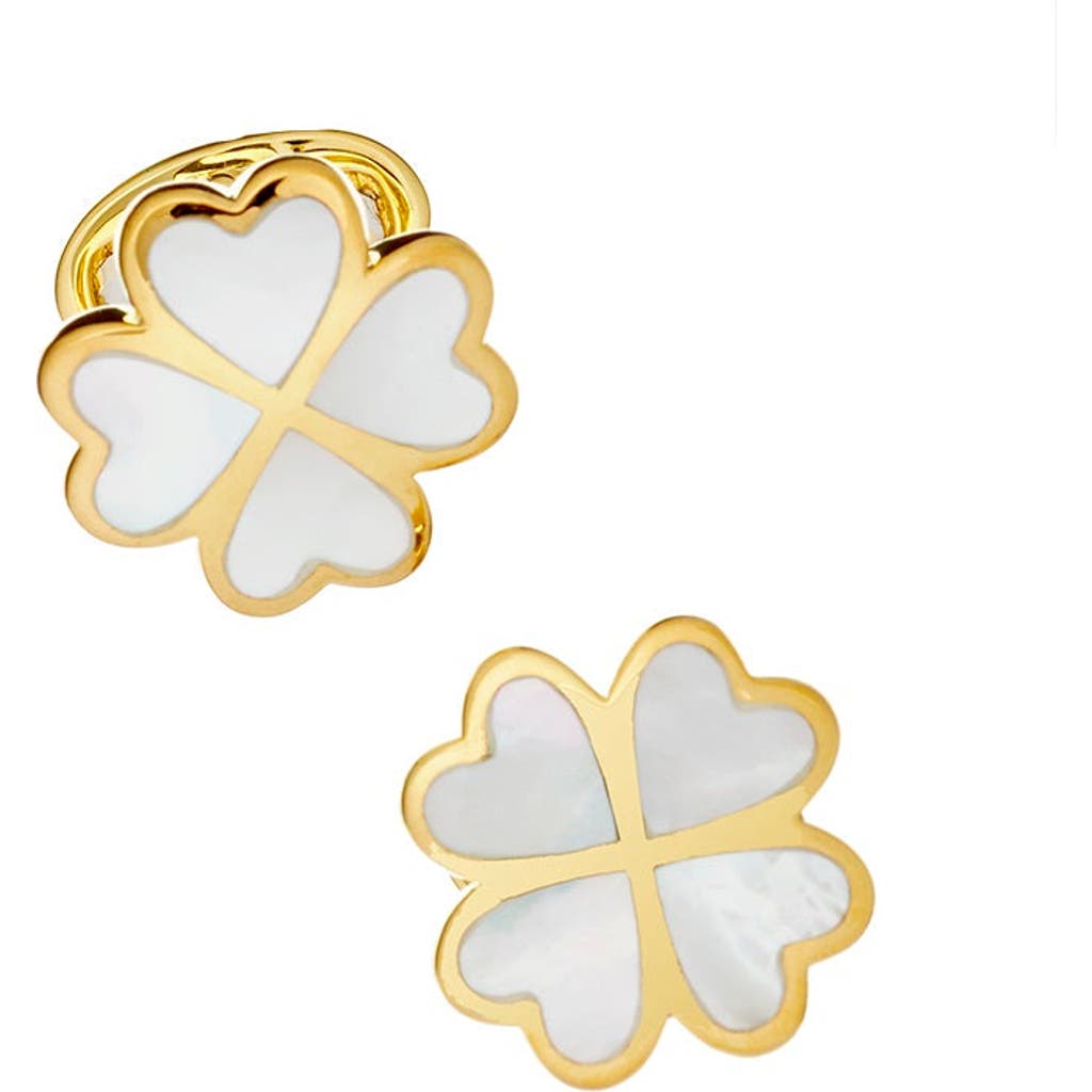 Jan Leslie Four Leaf Clover Sterling Silver Gold Vermeil Cufflinks In Gold
