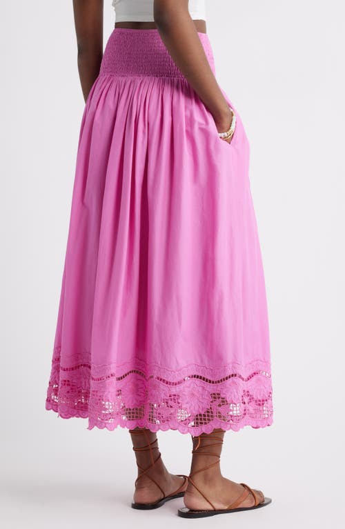 Treasure & Bond Embroidered Eyelet Cotton Smocked Waist Skirt