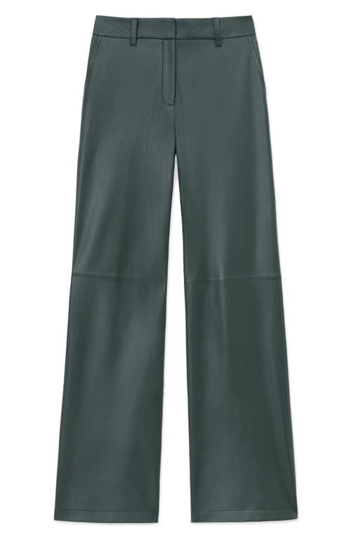 Lafayette 148 New York Sullivan Wide Leg Lambskin Leather Pants In Deep Malachite