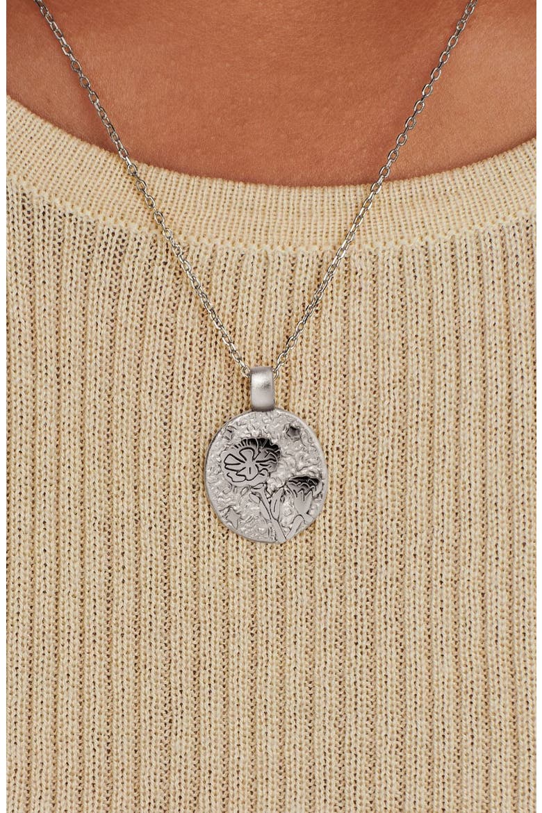 Carnation January Birth Flower Silver Necklace, Alternate, color, Sterling Silver
