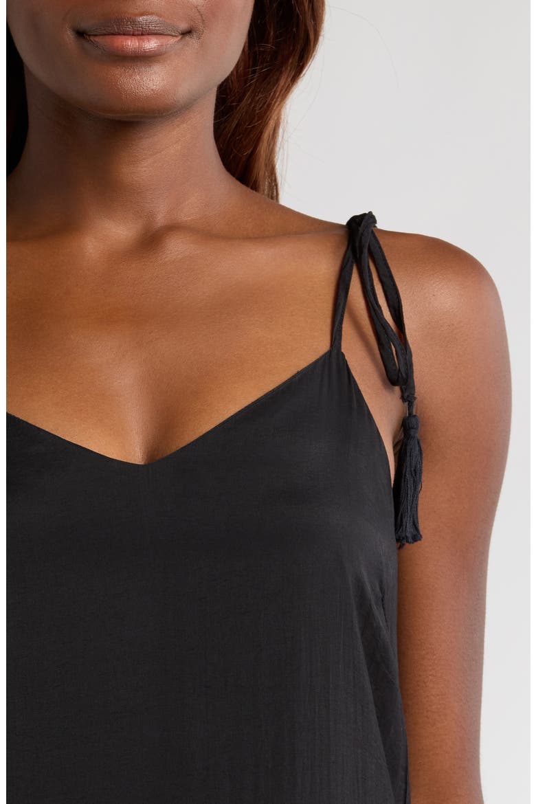 Lace Tie Strap Cover-Up Maxi Dress, Alternate, color, BLACK